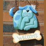 Funky Metal Dog Welcome Wall Plaque