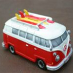 VW Camper Van Money Box Piggy Bank Surf 2 Red