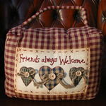 Friends Always Welcome Gingham Door Stop