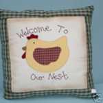 Green Gingham Cushion Welcome to our Nest