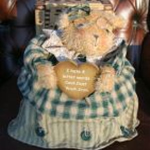 Novelty Green Gingham Bear Door Stop